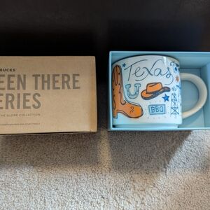 Starbucks 'Texas' Souvenir Mug White with Orange & Blue